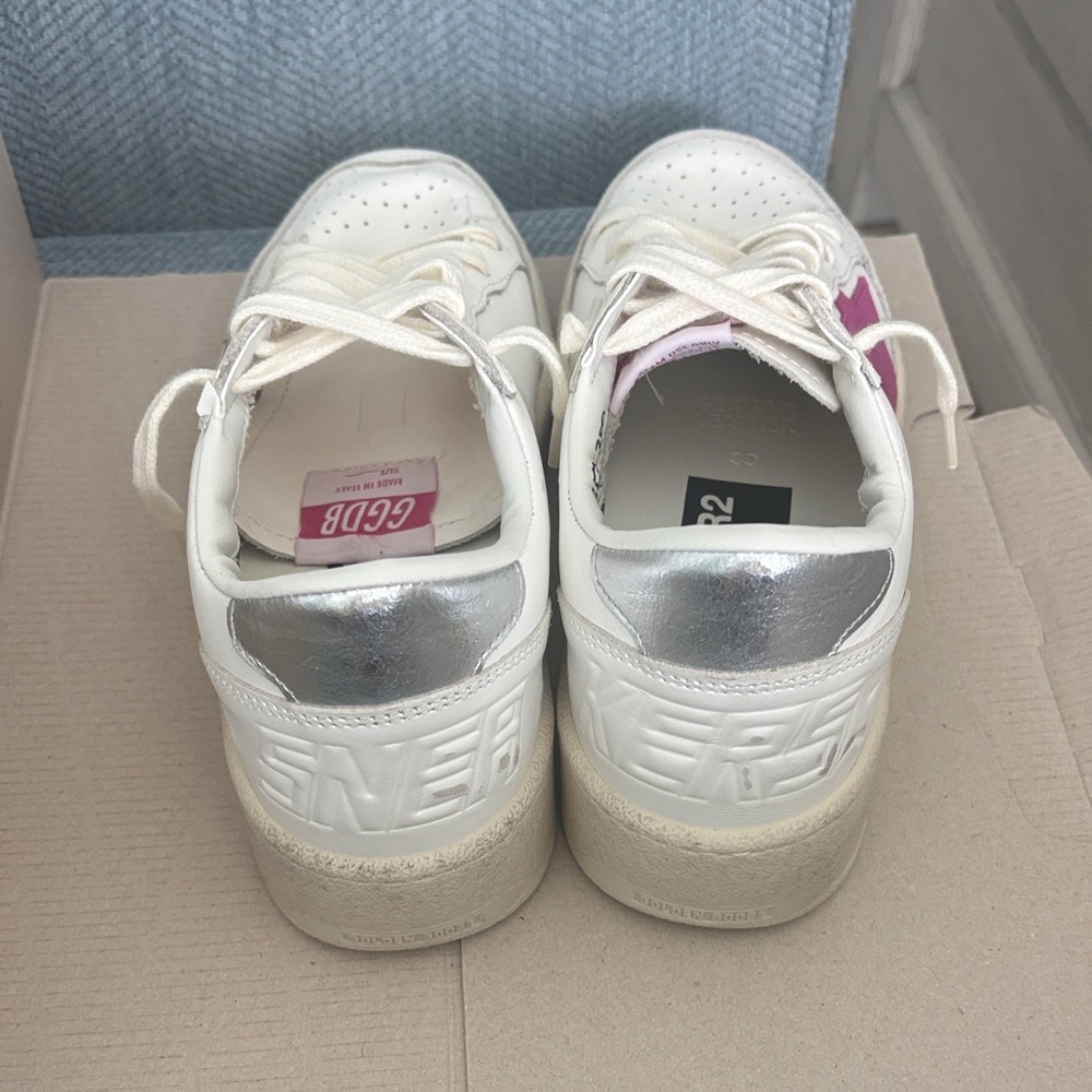 Golden Goose White Sneakers with Pink Star - Picture 8 of 16